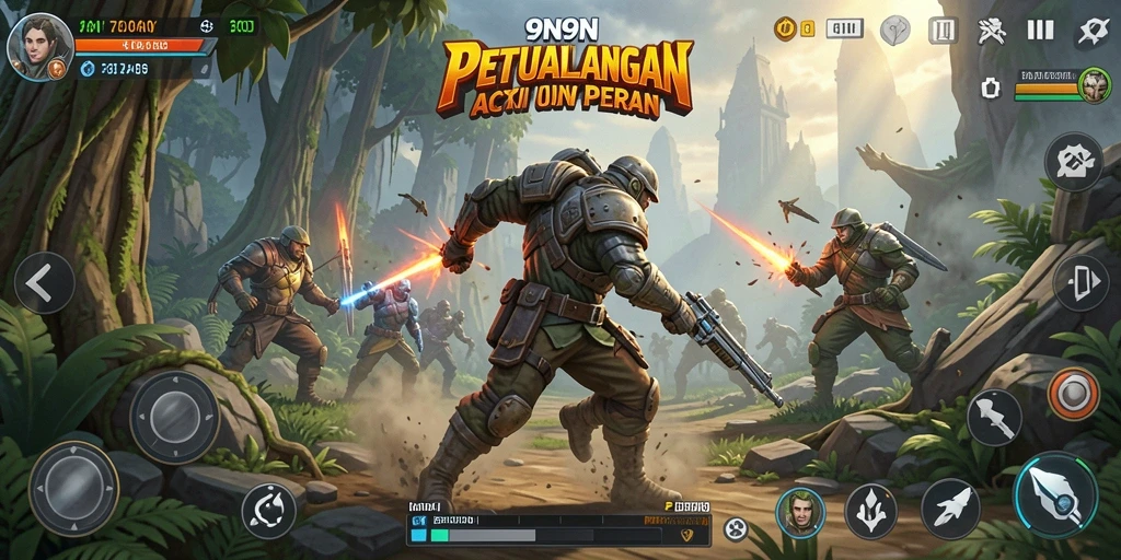 Tangkapan layar gameplay dari 9N9N yang menarik.