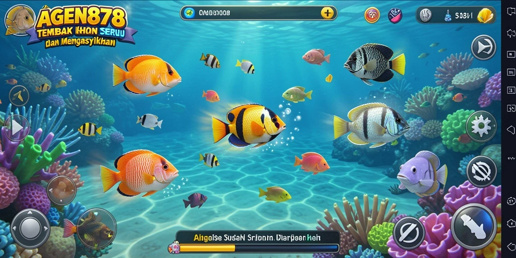 Tampilan gameplay menarik dalam AGEN878 saat menangkap ikan.