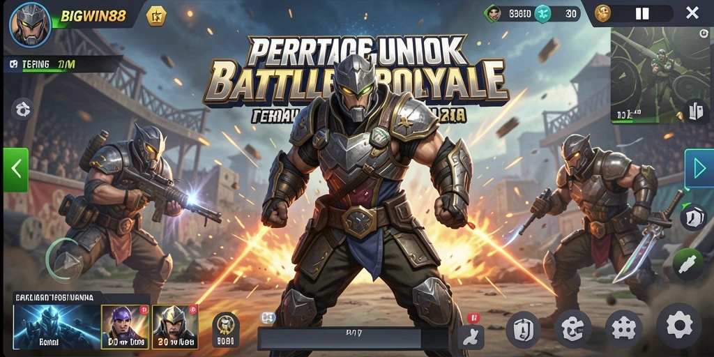 Tangkapan layar menunjukkan aksi seru dalam permainan Battle Royale.