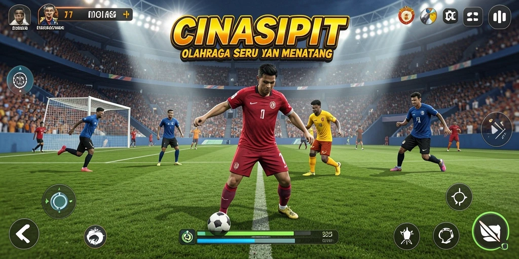 Tampilan gameplay CINASIPIT yang seru dengan aksi olahraga.