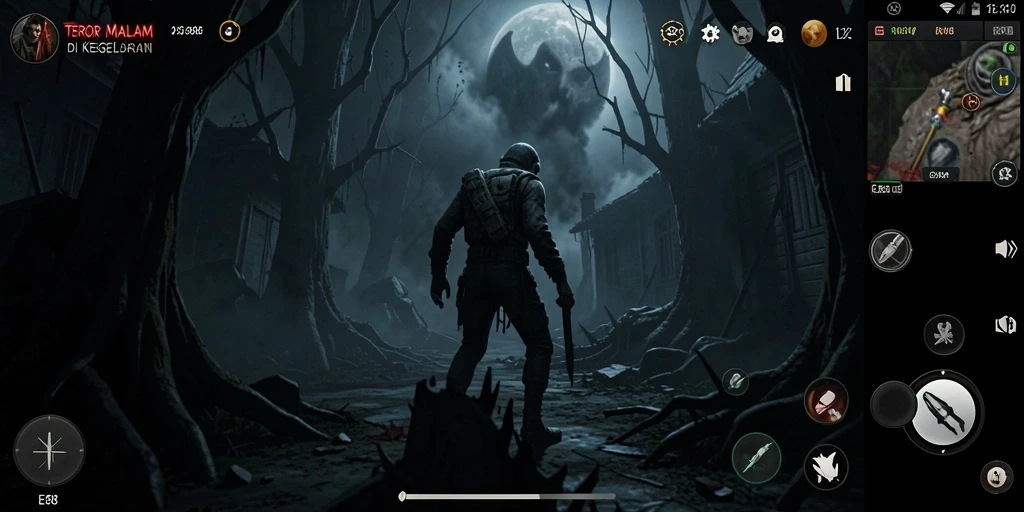 Screenshot menampakkan momen menegangkan saat pemain menghadapi makhluk menyeramkan.