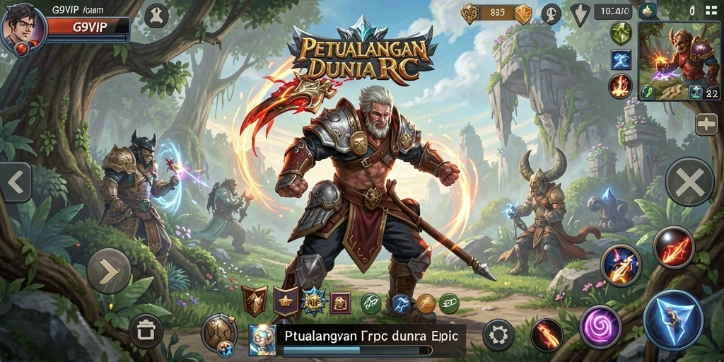 Screenshot G9VIP menampilkan aksi mendebarkan dalam dunia RPG.
