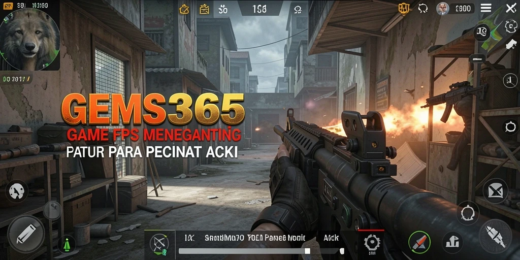 Screenshot gameplay GEMS365 menampilkan aksi tembak-menembak yang intens.