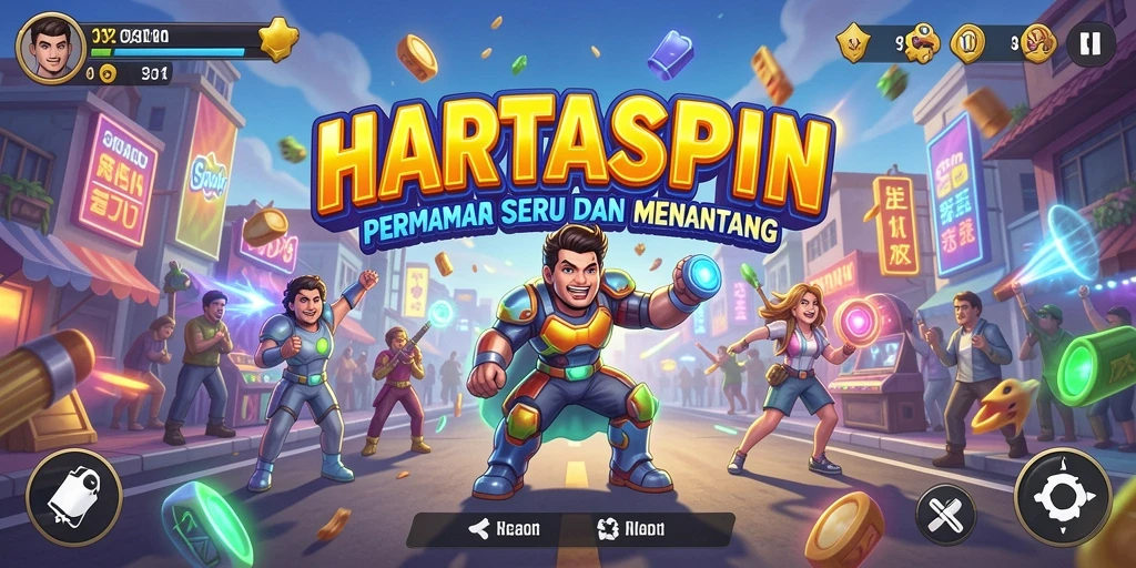 Screenshot HARTASPIN yang menunjukkan aksi gameplay menarik.