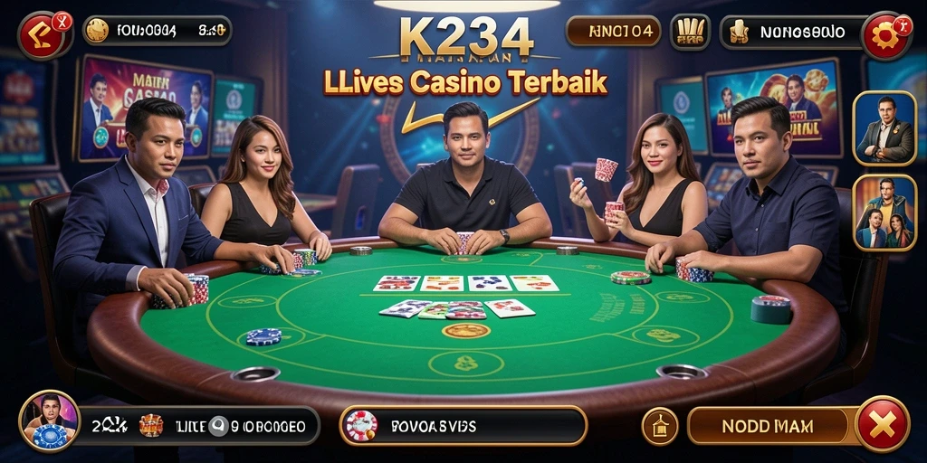 Screenshot gameplay K234 yang menampilkan dealer langsung dan interaksi pemain.