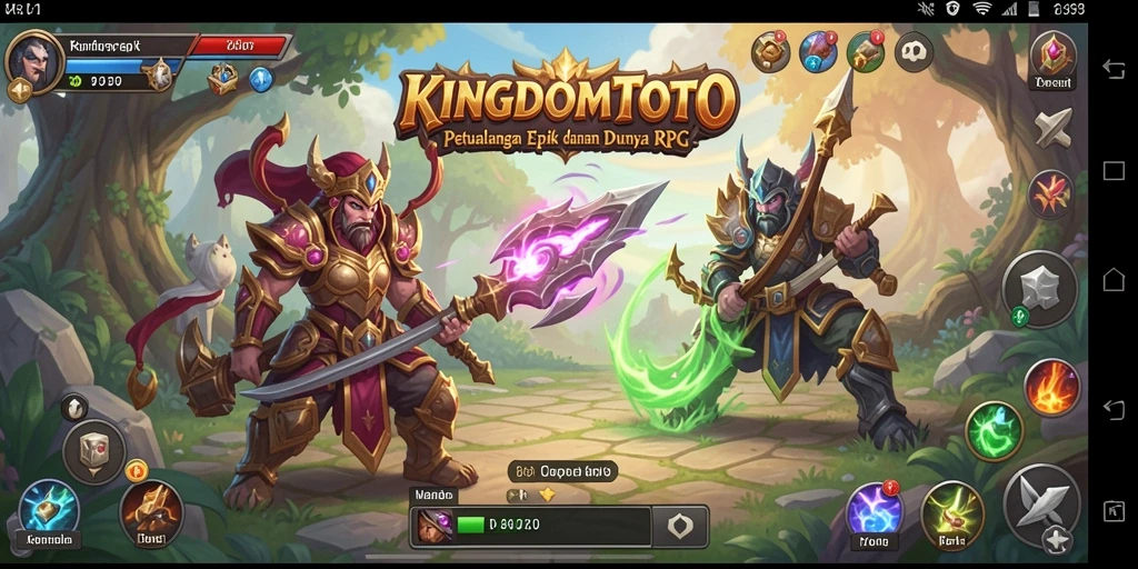 Tangkapan layar menunjukkan aksi pertempuran mendebarkan di KINGDOMTOTO.