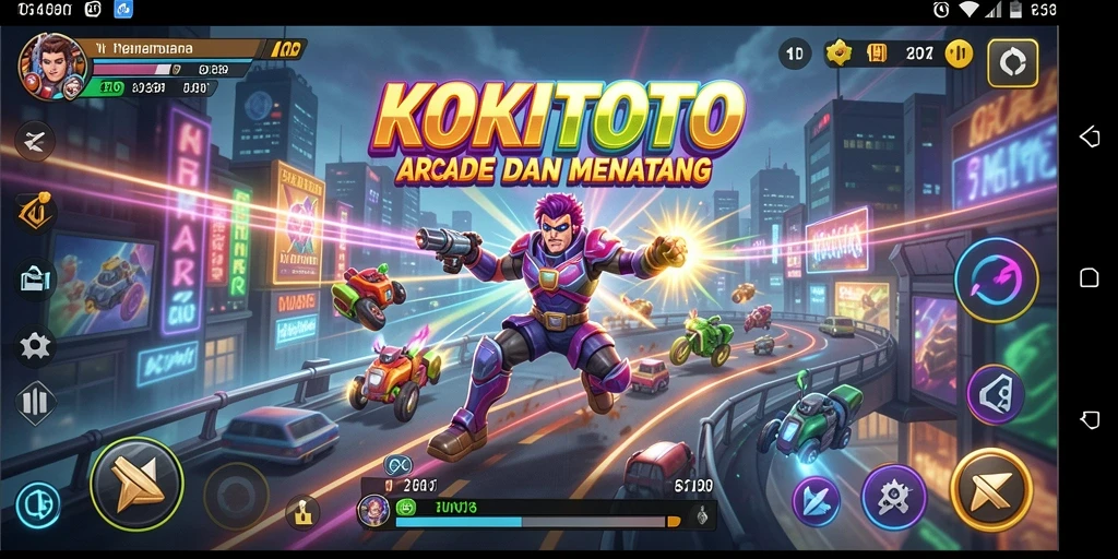 Screenshot gameplay KOKITOTO yang penuh aksi dan warna.