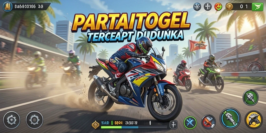 Gameplay seru di PARTAITOGEL dengan aksi balap motor cepat.