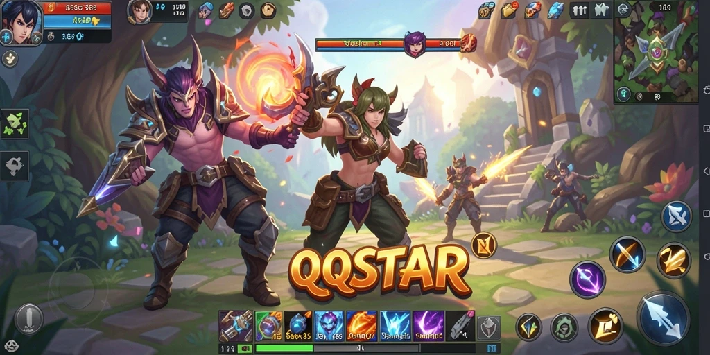 Tangkapan layar menampilkan pertarungan epic dalam QQSTAR.