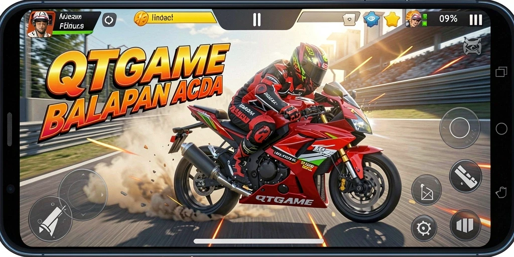 Gameplay seru balapan motor di lintasan yang menantang.
