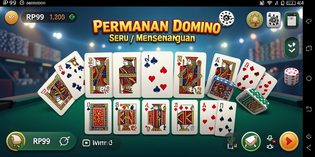 Tangkapan layar utama RP99 menampilkan gameplay Domino yang seru.