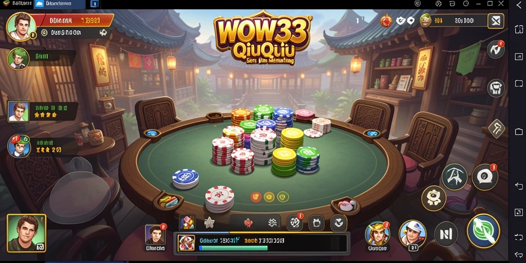 Screenshot gameplay WOW33 yang menunjukkan aksi seru bermain QiuQiu.